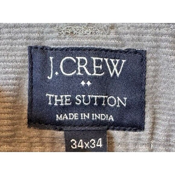 J Crew Pants Men's Corduroy 34 x 34 The Sutton Straight Fit Stretch‎ Gray Cotton - Picture 7 of 10